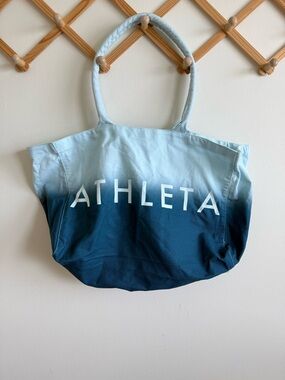 Athleta large blue ombre canvas tote bag